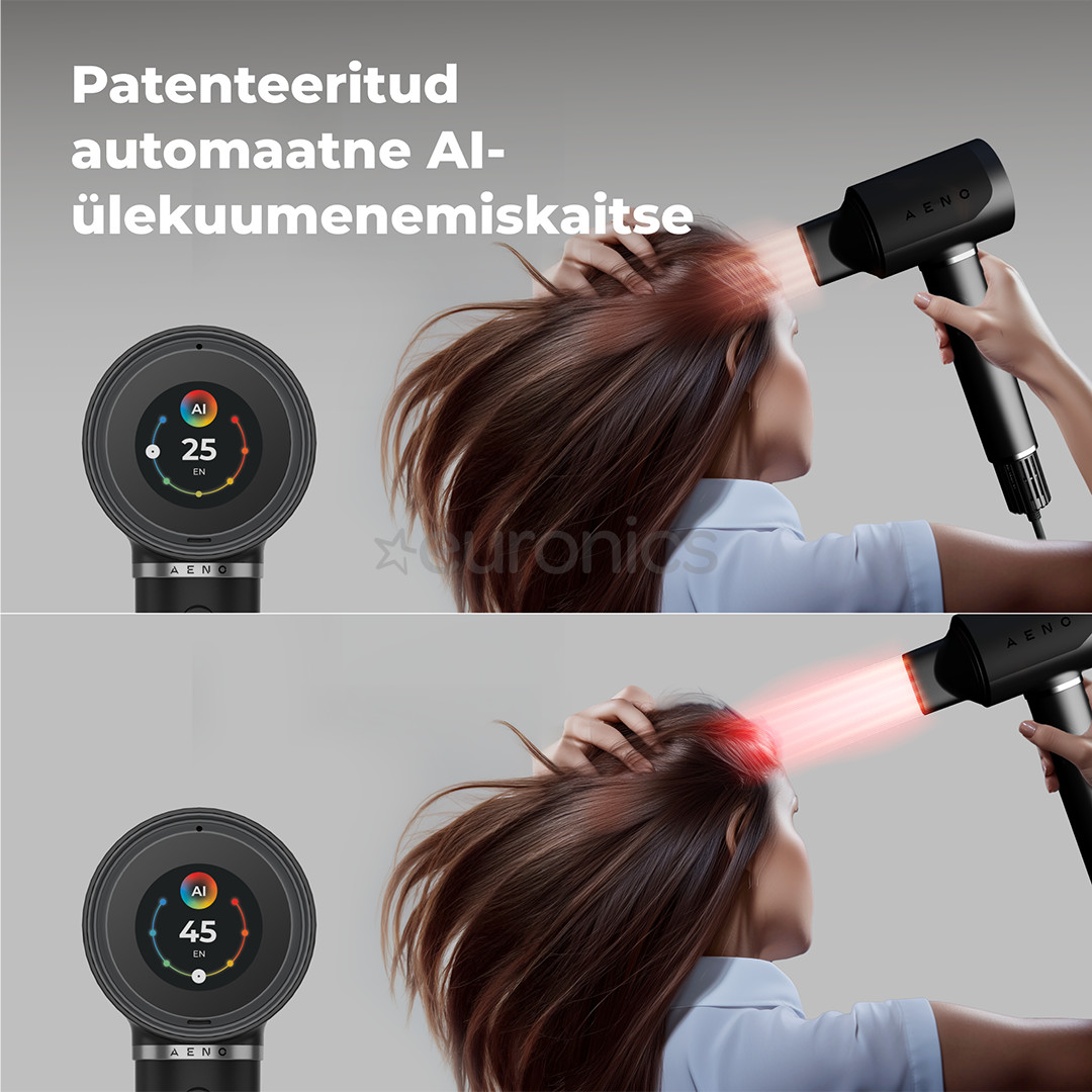 Aeno HD5B AI ProDryer, 1500 W, must - Föön