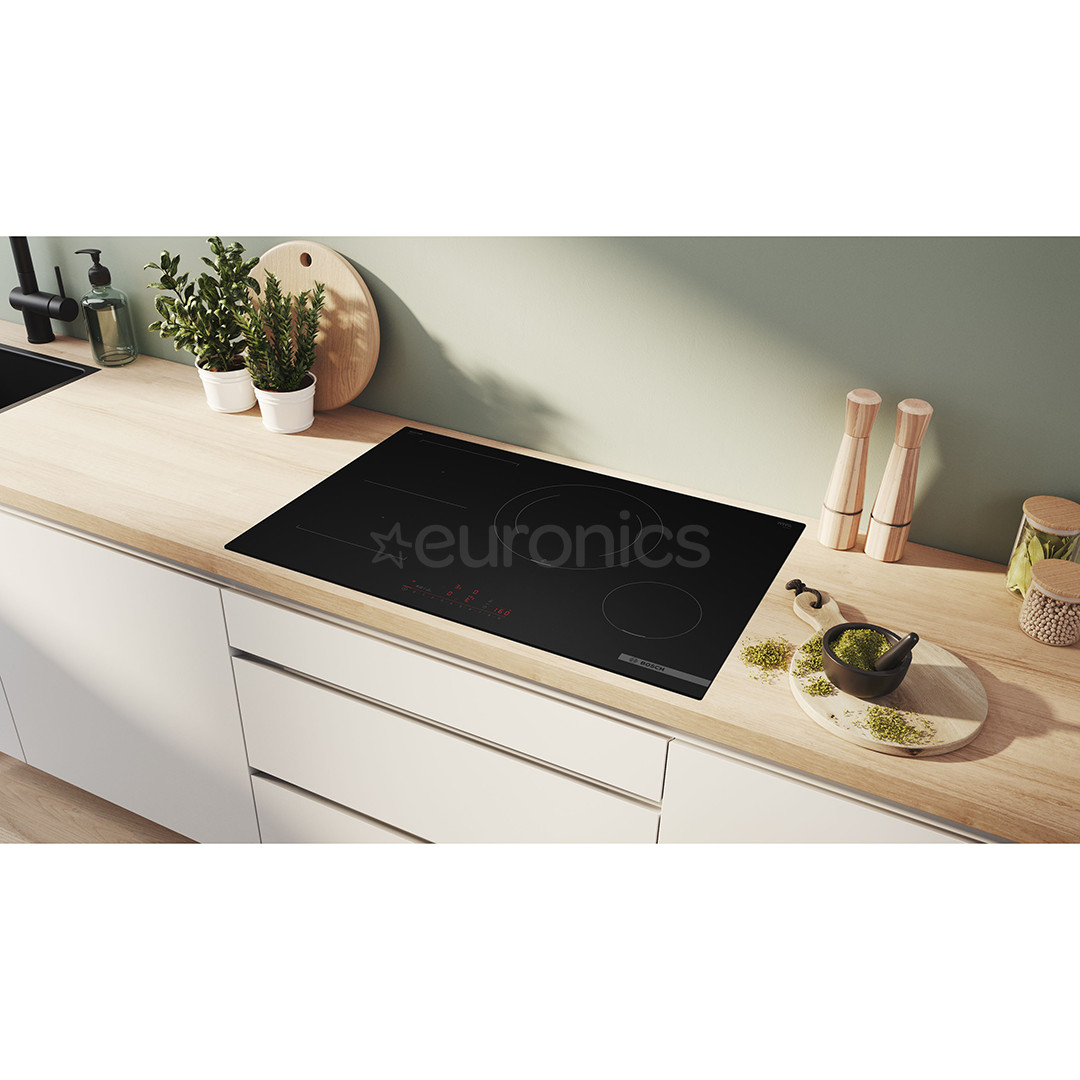 Bosch, Seeria 6, raamita, laius 80.2 cm, must - Integreeritav induktsioonpliidiplaat