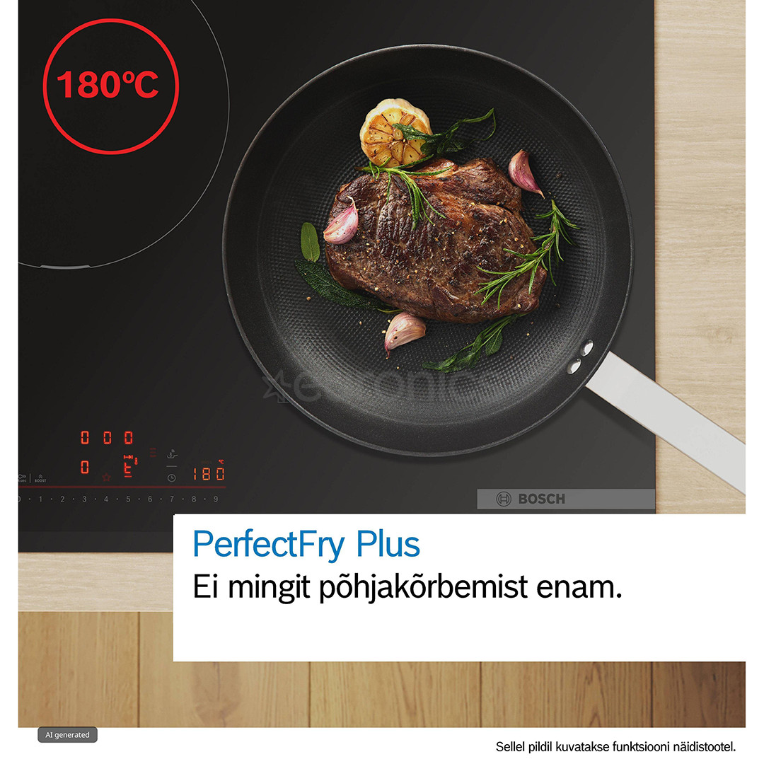 Bosch, Seeria 6, raamita, laius 80.2 cm, must - Integreeritav induktsioonpliidiplaat