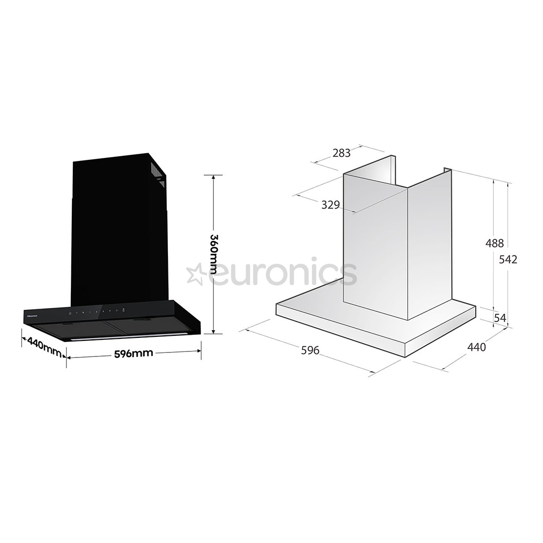 Hisense, 717 m³/h, laius 59.6 cm, must - Õhupuhasti