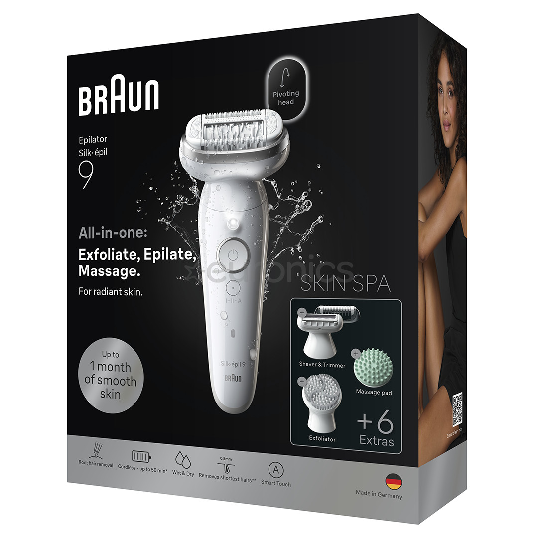 Braun Silk épil 9, сухое и влажное использование, белый - Эпилятор