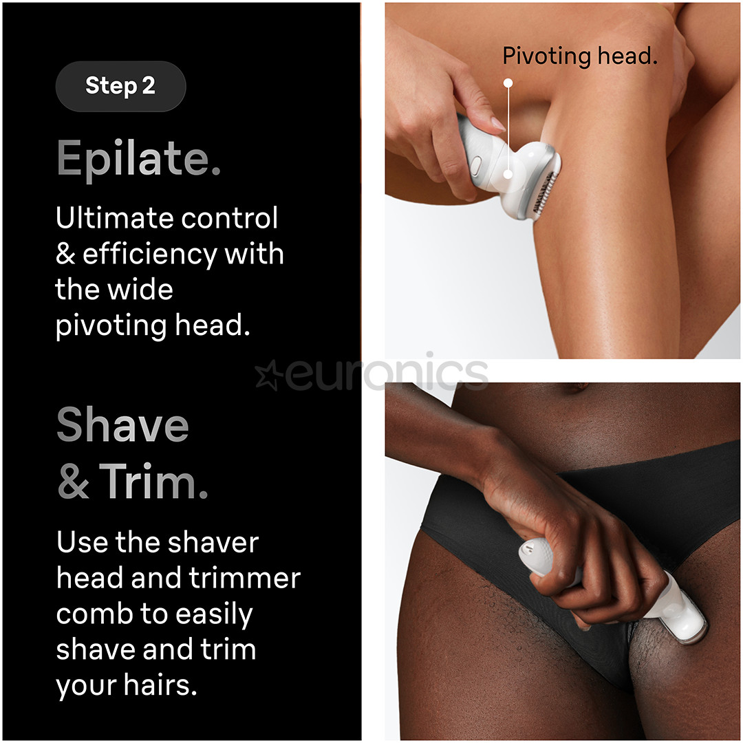 Braun Silk épil 9, сухое и влажное использование, белый - Эпилятор