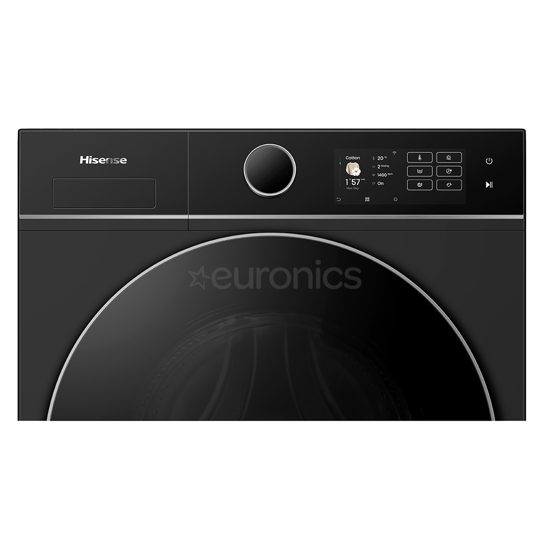 Hisense, 12 kg / 8 kg, depth 59.5 cm, 1400 rpm, black - Washer-Dryer Combo
