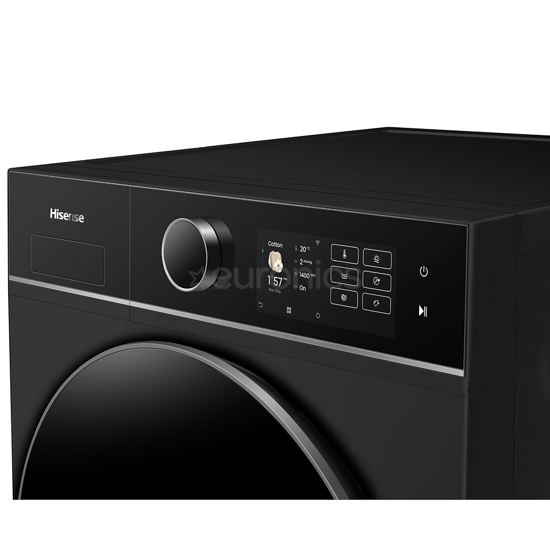 Hisense, 12 kg / 8 kg, depth 59.5 cm, 1400 rpm, black - Washer-Dryer Combo