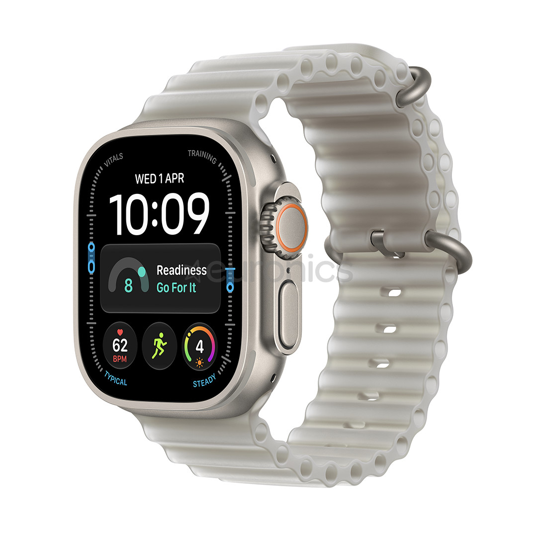 Apple Watch Ultra 4, 49 мм, Ocean Band, натуральный титан / полупрозрачный серый - Смарт-часы
