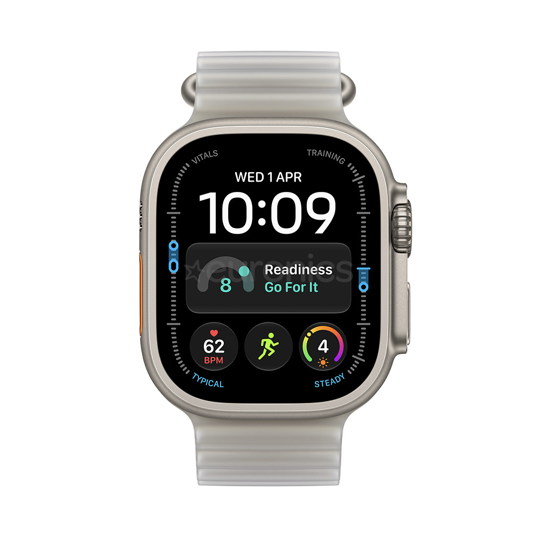 Apple Watch Ultra 4, 49 мм, Ocean Band, натуральный титан / полупрозрачный серый - Смарт-часы