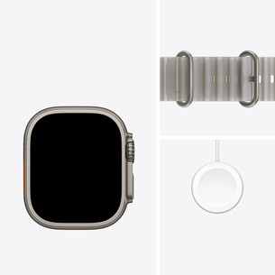 Apple Watch Ultra 4, 49 мм, Ocean Band, натуральный титан / полупрозрачный серый - Смарт-часы