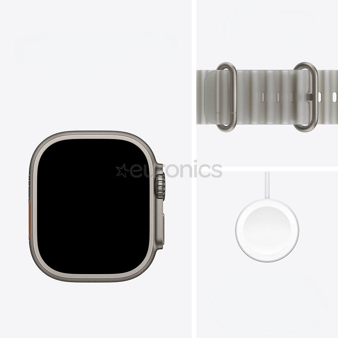 Apple Watch Ultra 4, 49 мм, Ocean Band, натуральный титан / полупрозрачный серый - Смарт-часы
