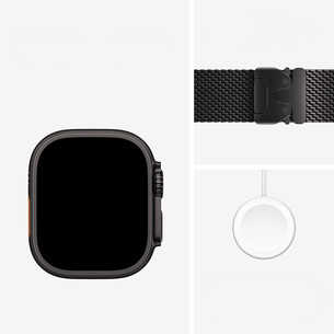 Apple Watch Ultra 4, 49 mm, Titanium Milanese Loop, M, black - Smartwatch