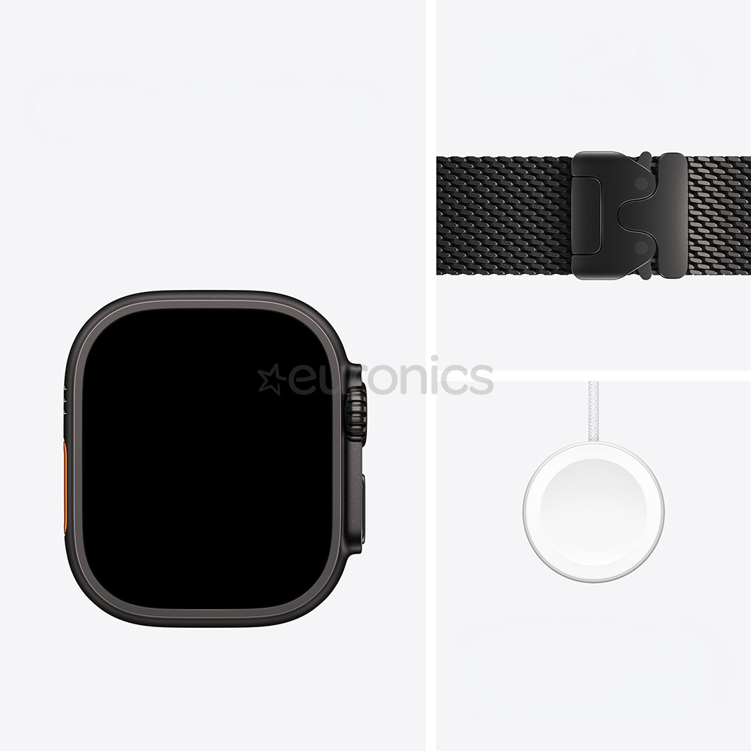 Apple Watch Ultra 4, 49 mm, Titanium Milanese Loop, L, black - Smartwatch