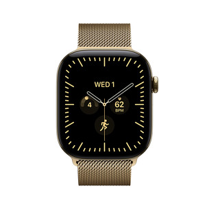 Apple Watch 12, 46 mm, GPS+5G, titanium, Gold Milanese Loop, S/M, gold titanium / gold - Smartwatch MJGU4ET/A