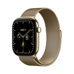Apple Watch 12, 46 mm, GPS+5G, titanium, Gold Milanese Loop, S/M, gold titanium / gold - Smartwatch