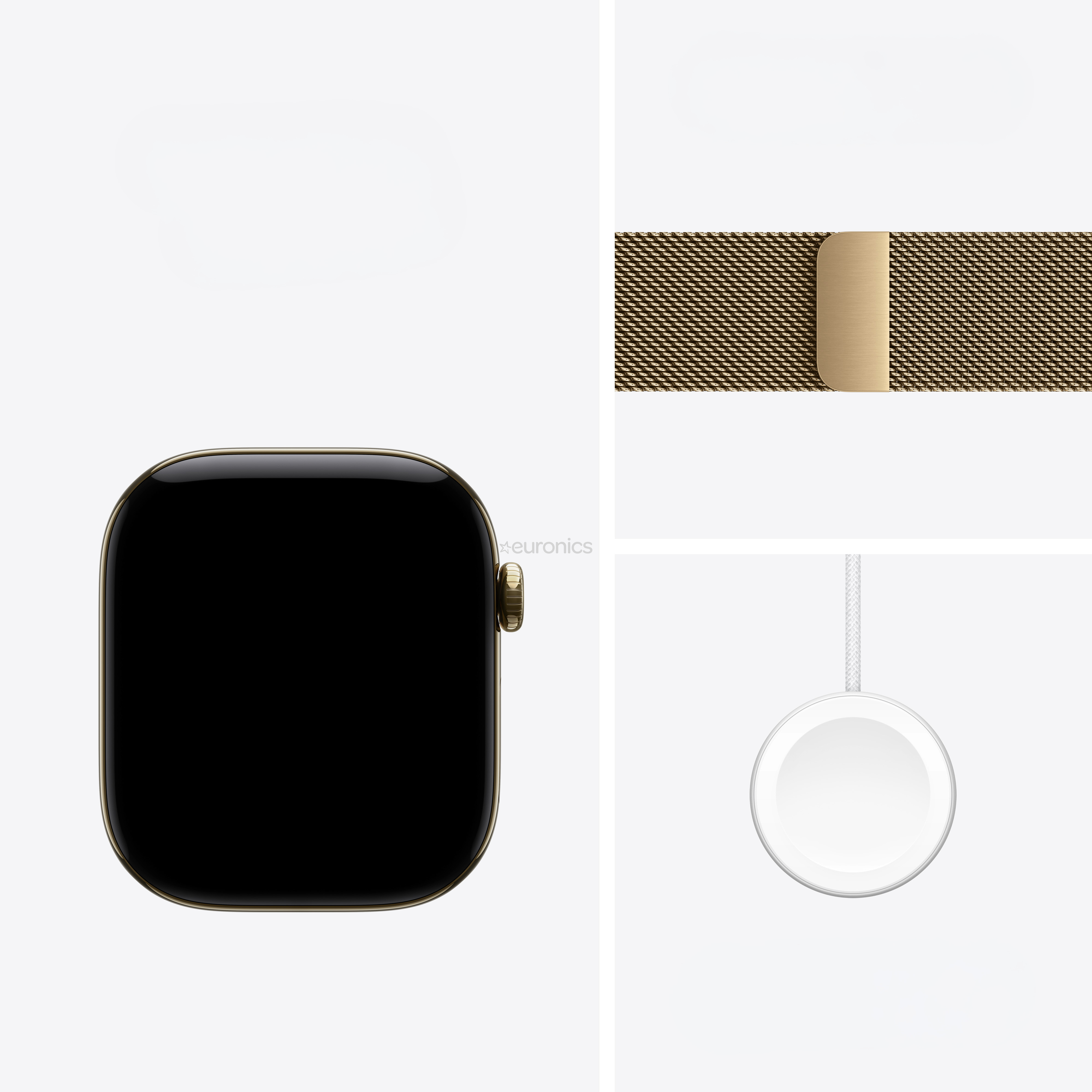 Apple Watch 12, 46 mm, GPS+5G, titanium, Gold Milanese Loop, S/M, gold titanium / gold - Smartwatch