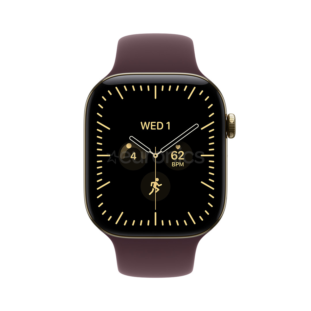 Apple Watch 12, 46 mm, GPS+5G, titanium, sport band, M/L, gold titanium / burgundy - Smartwatch