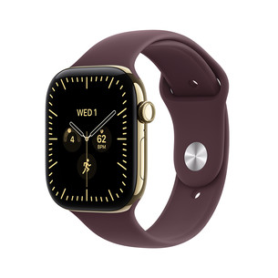 Apple Watch 12, 46 mm, GPS+5G, titanium, sport band, M/L, gold titanium / burgundy - Smartwatch