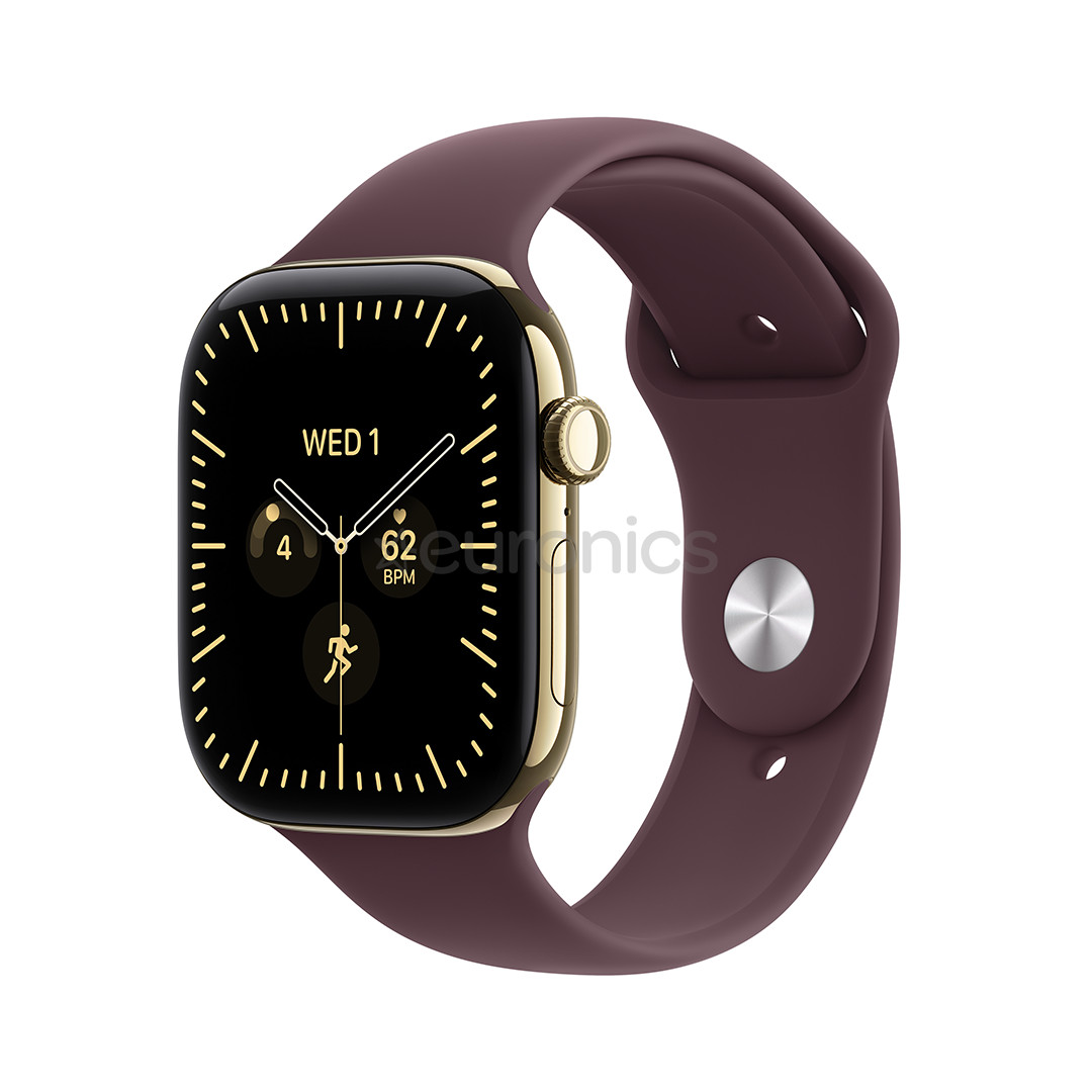 Apple Watch 12, 46 mm, GPS+5G, titanium, sport band, M/L, gold titanium / burgundy - Smartwatch