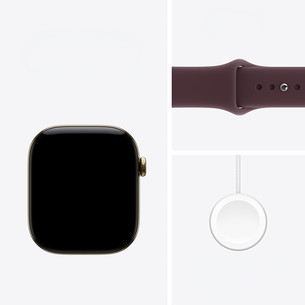 Apple Watch 12, 46 mm, GPS+5G, titanium, sport band, M/L, gold titanium / burgundy - Smartwatch