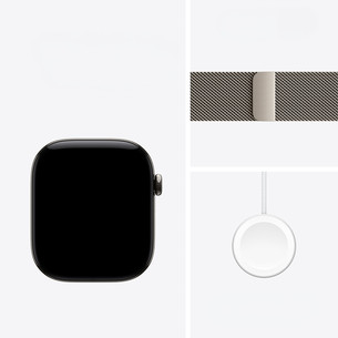 Apple Watch 12, 46 mm, GPS+5G, titanium, Natural Milanese Loop, S/M, titanium - Smartwatch