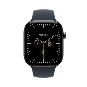 Apple Watch 12, 46 mm, GPS + Cellular, titanium, sport band, M/L, titanium / navy blue - Smartwatch MJGN4ET/A