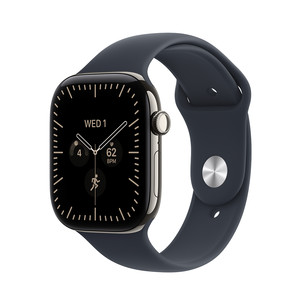 Apple Watch 12, 46 mm, GPS + Cellular, titanium, sport band, S/M, titanium / navy blue - Smartwatch
