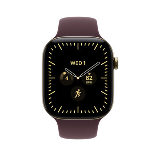 Apple Watch 12, 42 mm, GPS+5G, titanium, sport band, M/L, gold titanium / burgundy - Smartwatch MJGK4ET/A