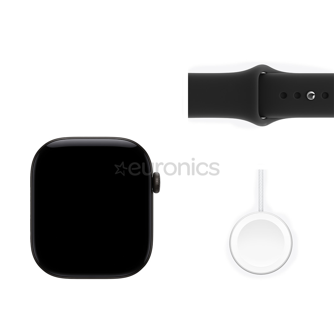 Apple Watch 12, 42 mm, GPS, alumiinium, sport band, M/L, must - Nutikell