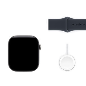 Apple Watch 12, 46 mm, GPS, alumiinium, sport band, M/L, tumehall / tumesinine - Nutikell