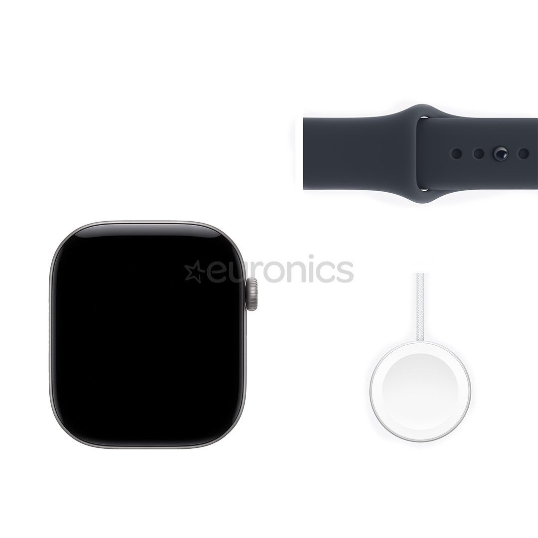 Apple Watch 12, 46 mm, GPS+5G, alumiinium, sport band, S/M, tumehall / tumesinine - Nutikell
