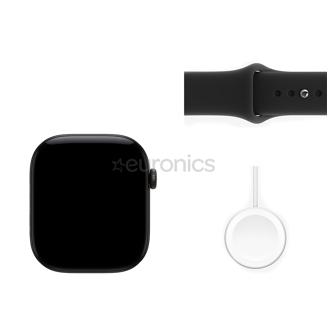Apple Watch 12, 46 mm, GPS+5G, alumiinium, sport band, S/M, must - Nutikell
