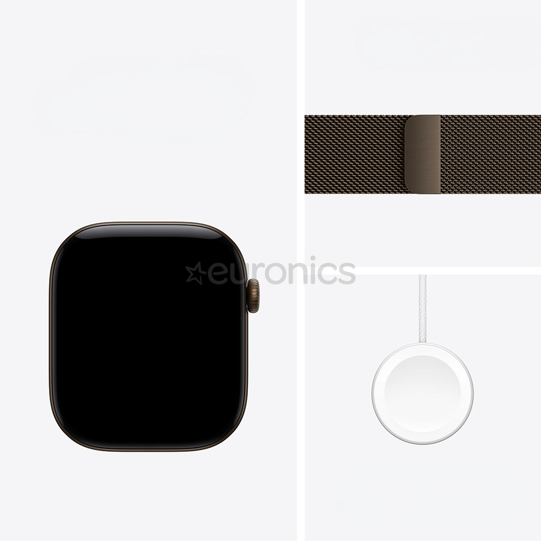 Apple Watch 12, 46 mm, GPS, aluminium, Milanese Loop, S/M, dark bronze / dark bronze - Smartwatch