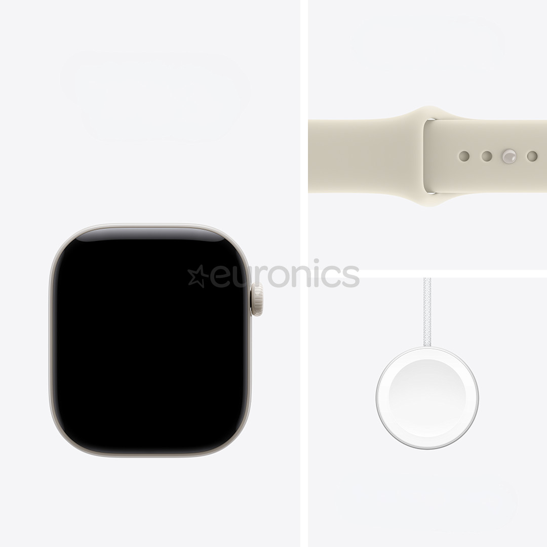 Apple Watch 12, 42 mm, GPS+5G, ceramic, sport band, M/L, white / sand - Smartwatch