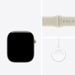 Apple Watch 12, 42 mm, GPS+5G, ceramic, sport band, S/M, white / sand - Smartwatch