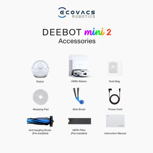 Ecovacs Deebot mini 2, wet & dry, white - Robot vacuum cleaner