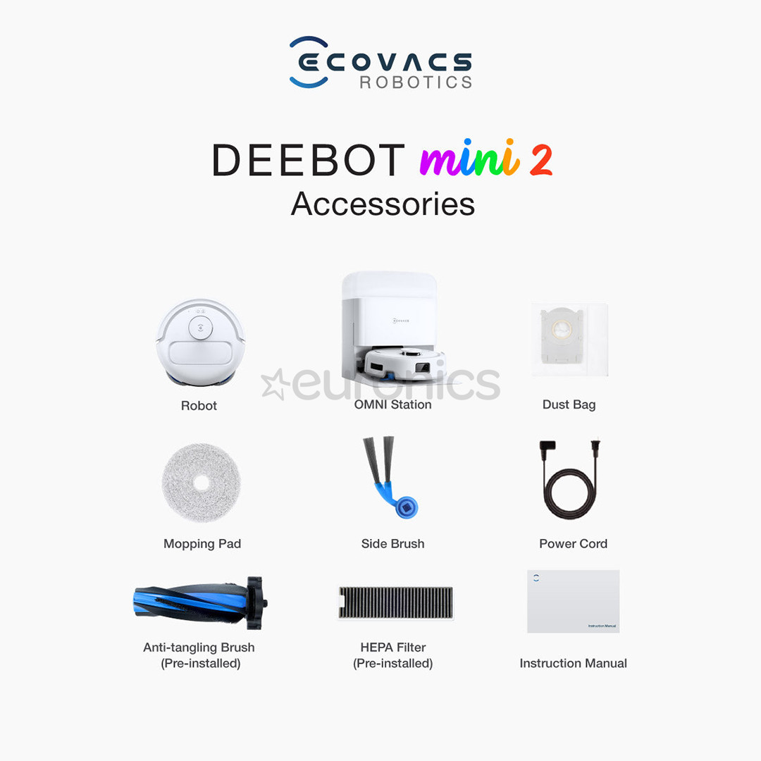 Ecovacs Deebot mini 2, wet & dry, white - Robot vacuum cleaner