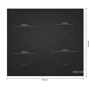 Bosch Series 4, width 59.2 cm, frameless, matte black - Built-in induction hob