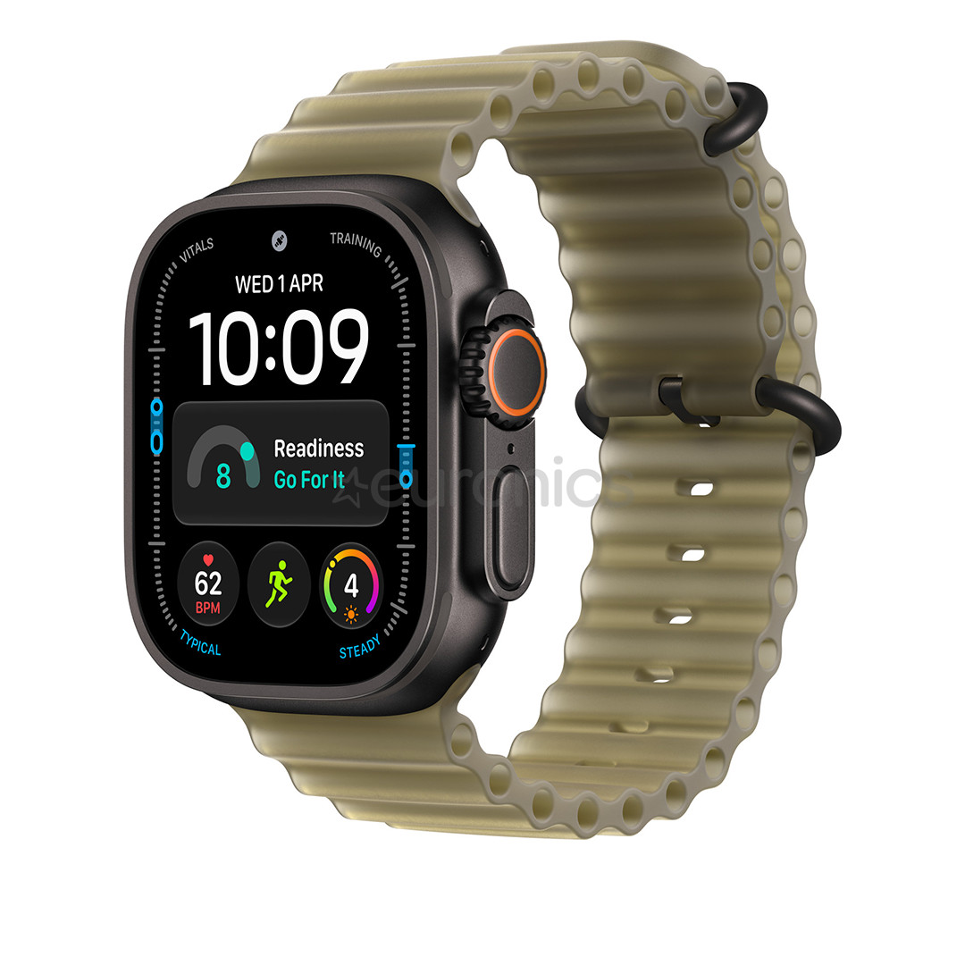 Apple Ocean Band, 49 mm, must titaan / läbipaistev roheline - Kellarihm