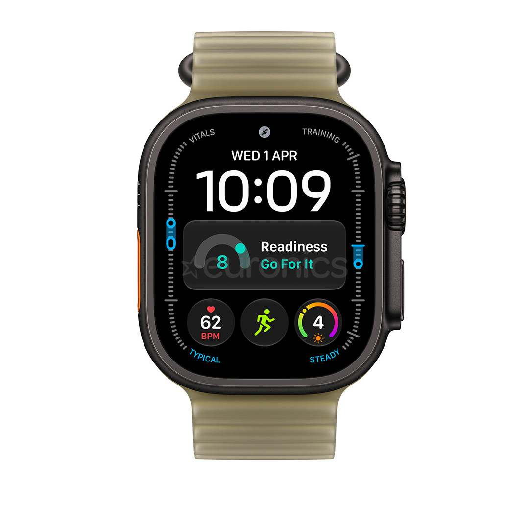 Apple Ocean Band, 49 mm, must titaan / läbipaistev roheline - Kellarihm