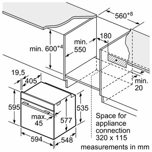 Bosch, Series 8, 71 л, пиролитическая очистка, черный - Интегрируемый духовой шкаф