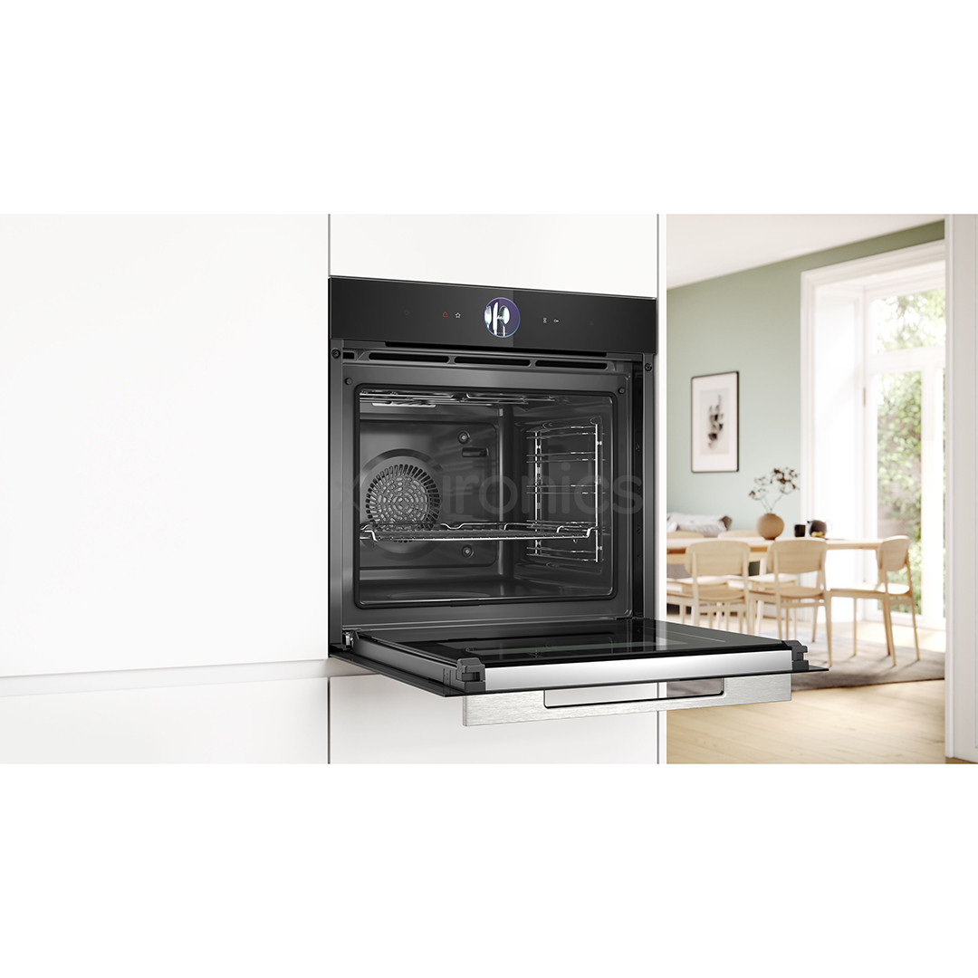 Bosch, Series 8, 71 л, пиролитическая очистка, черный - Интегрируемый духовой шкаф