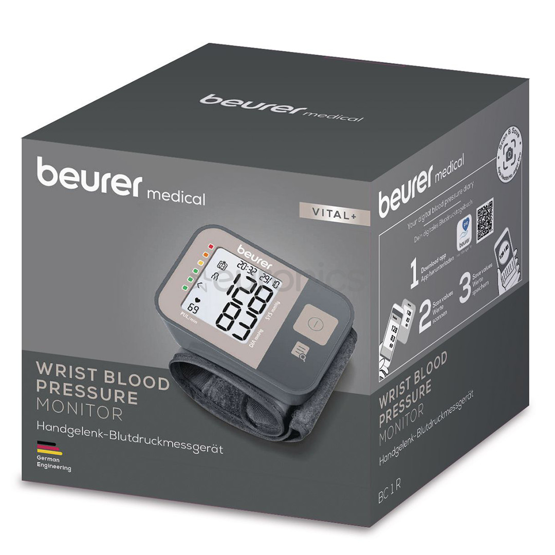 Beurer Vital+, черный/серый - Тонометр для измерения давления на запястье