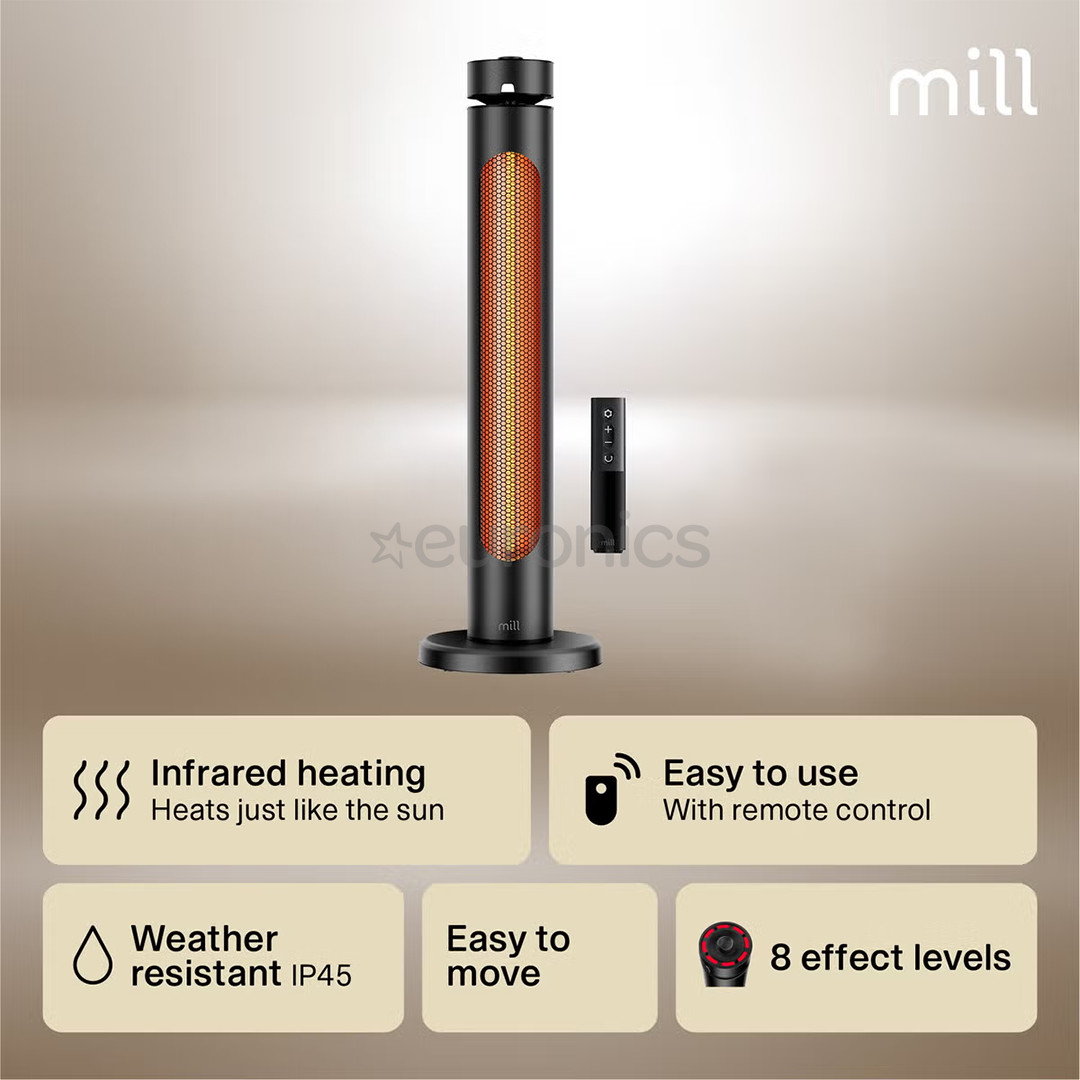 Mill Outdoor heater, 2000 W, must - Infrapuna-terrassisoojendi