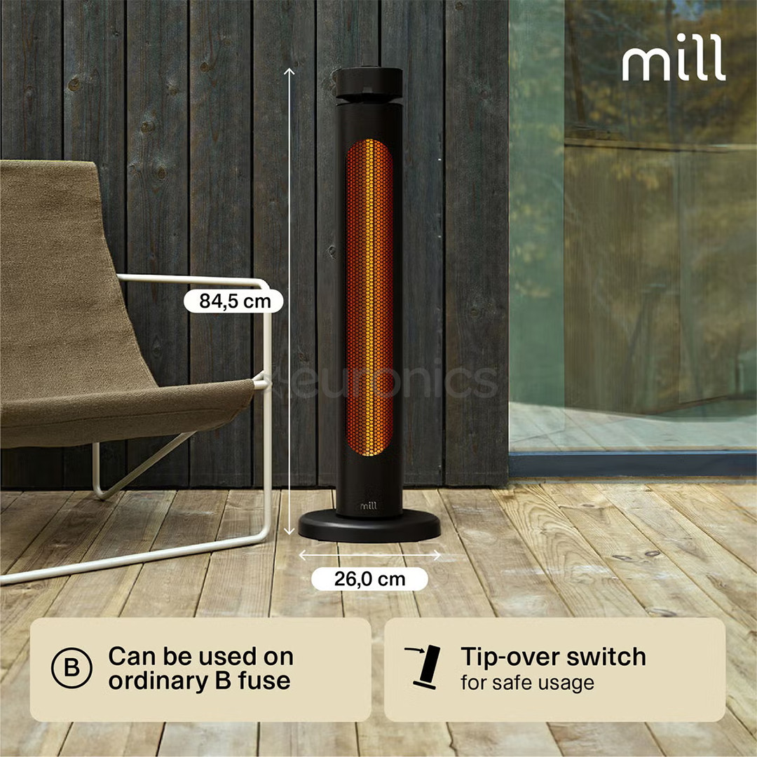Mill Outdoor heater, 2000 W, must - Infrapuna-terrassisoojendi