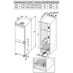 Asko Series 5, No Frost, 370 L, height 194 cm - Built-in Refrigerator