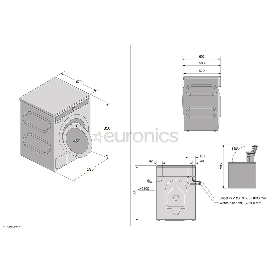 Asko Steel Seal, 9 kg, sügavus 57.2 cm, 1600 p/min - Eestlaetav pesumasin