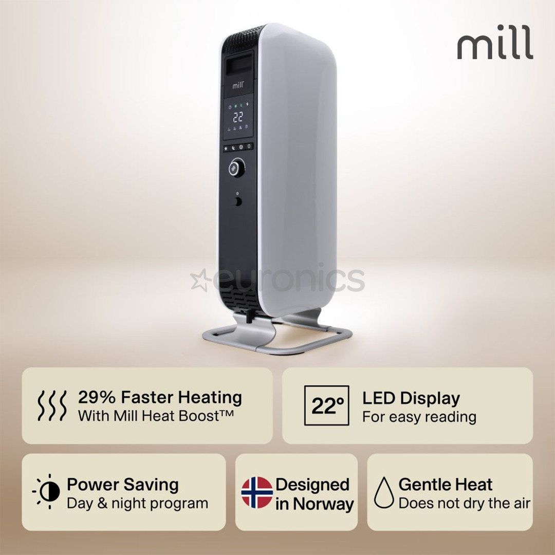 Mill Gentle Air, 1000 W, valge - Õliradiaator