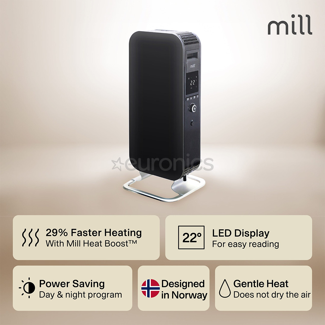 Mill Gentle Air, 1000 W, must - Õliradiaator