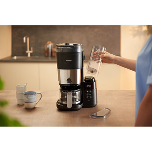 Philips All-in-1 Brew, встроенная кофемолка, 1,25 л, черный - Капельная кофеварка