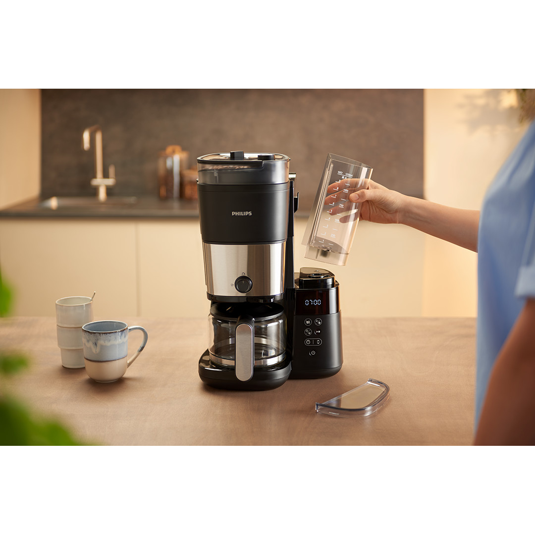 Philips All-in-1 Brew, встроенная кофемолка, 1,25 л, черный - Капельная кофеварка