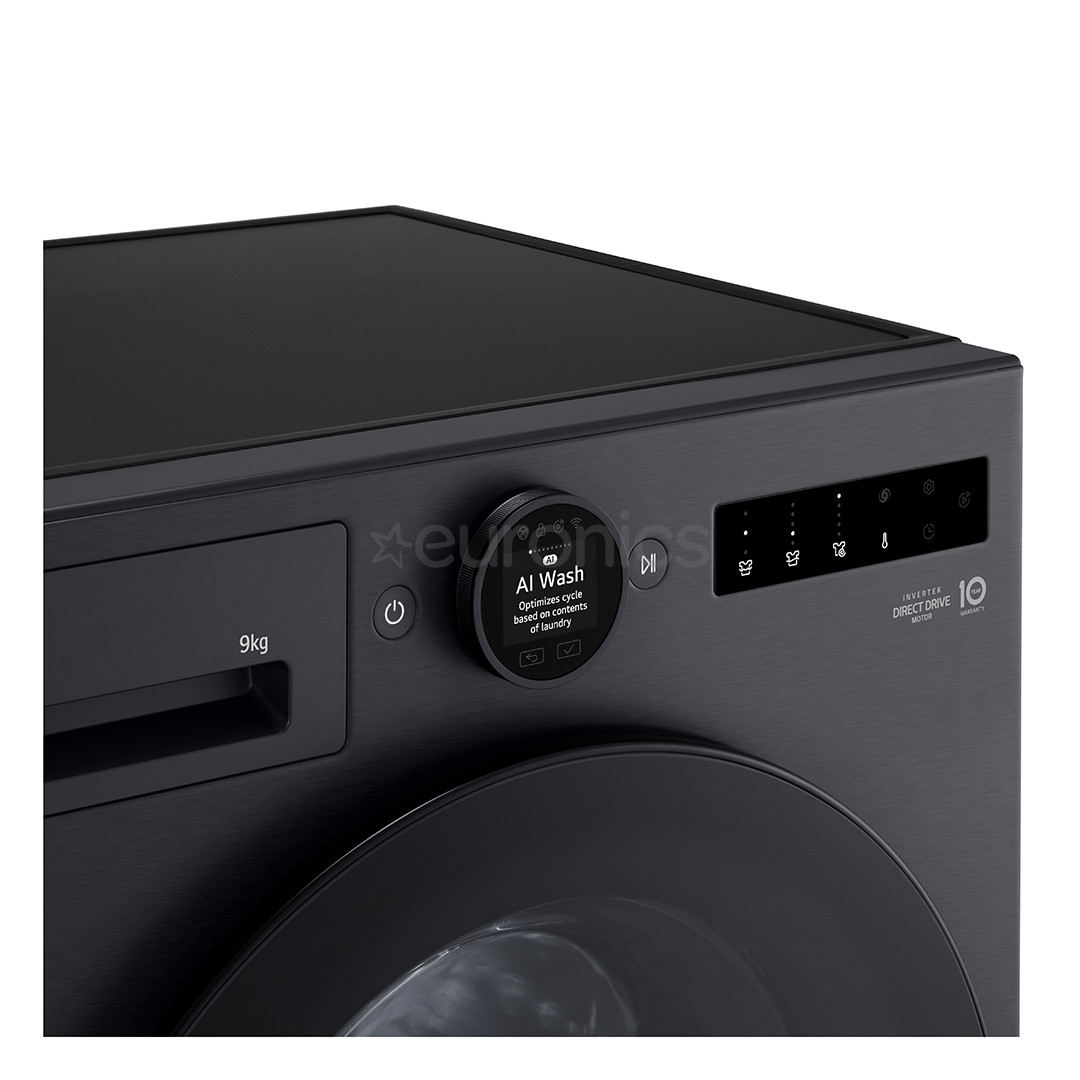 LG, 9 kg, sügavus 47.5 cm, 1200 p/min, must - Eestlaetav pesumasin