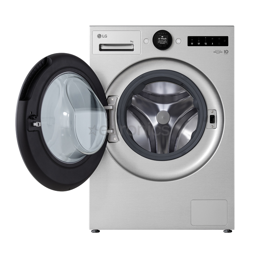 LG, 9 kg, depth 47.5 cm, 1200 rpm, silver - Front load washing machine